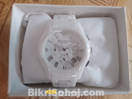 Emporio Armani white ceramica hand watch